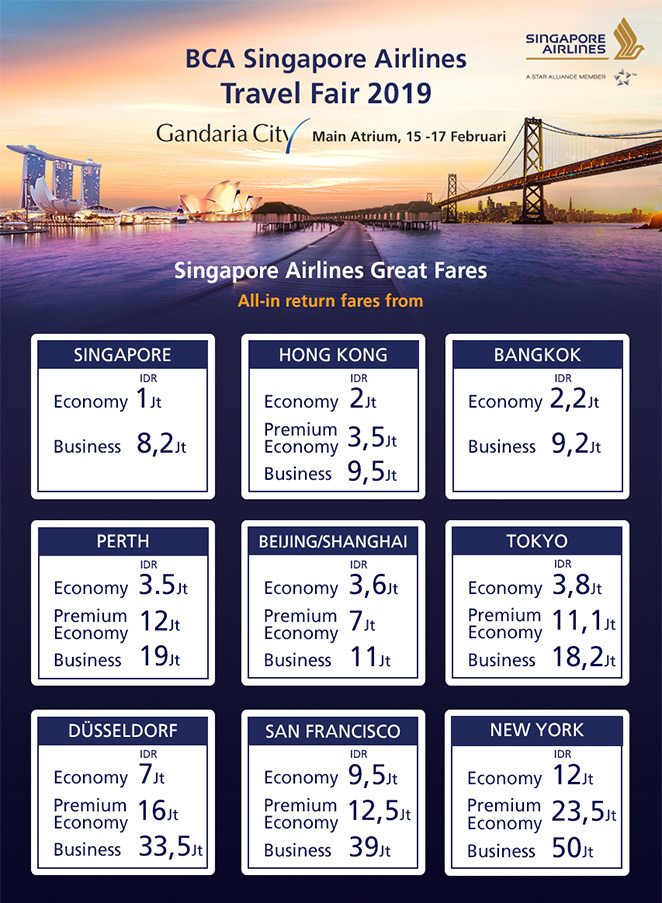 BCA Singapore Airlines Travel Fair 2019 (Jakarta, Surabaya 