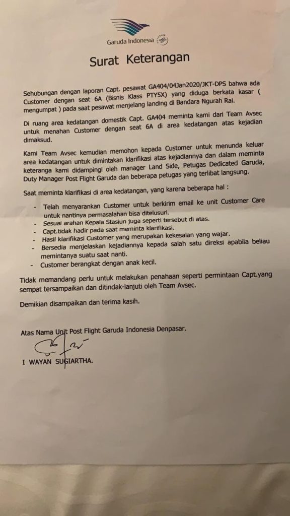 Pilot Garuda Ancam Penumpang