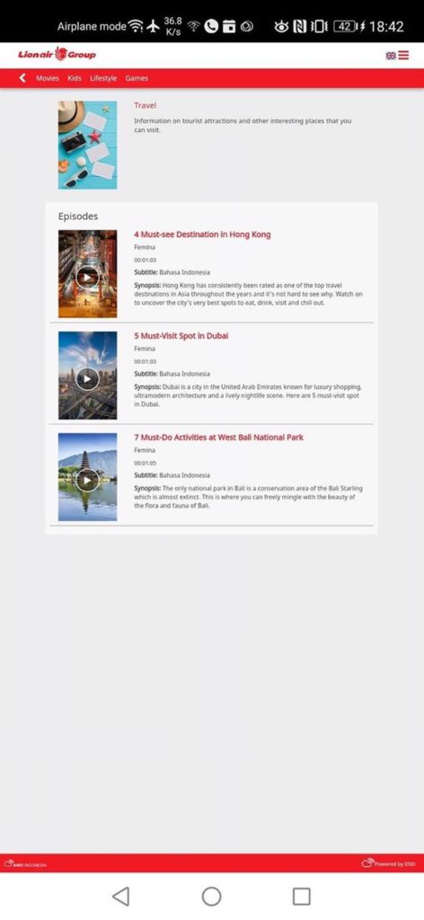 Lion Air WiFi Entertainment