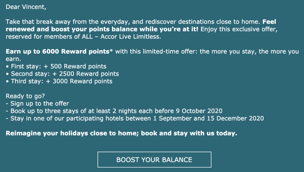 Accor bonus poin promo points boost