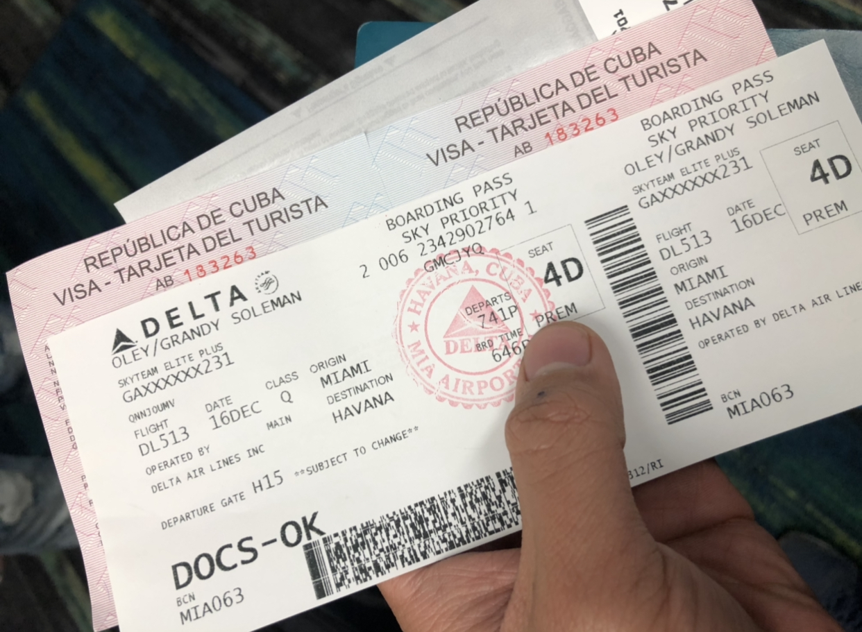 Boarding pass Delta Premium Miami - Havana Cuba