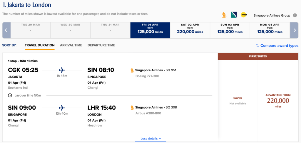 First class Singapore airlines
