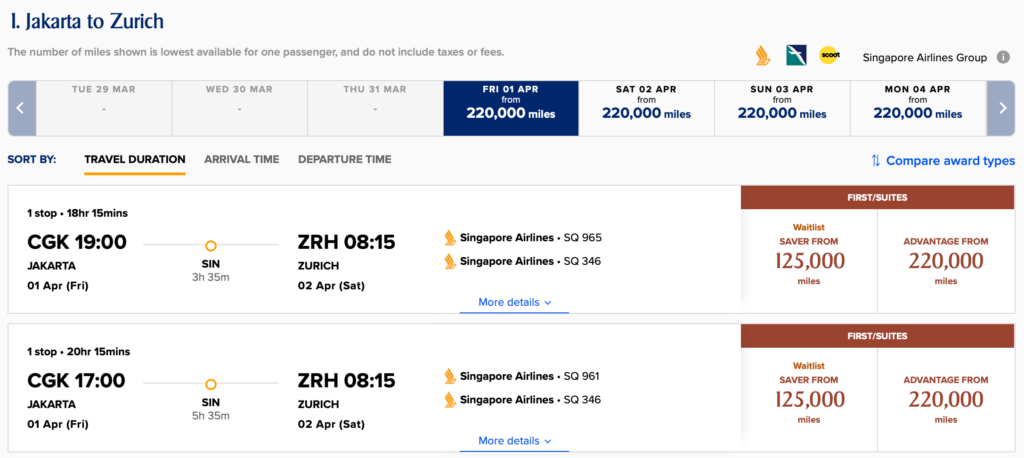 First Class Singapore Airlines